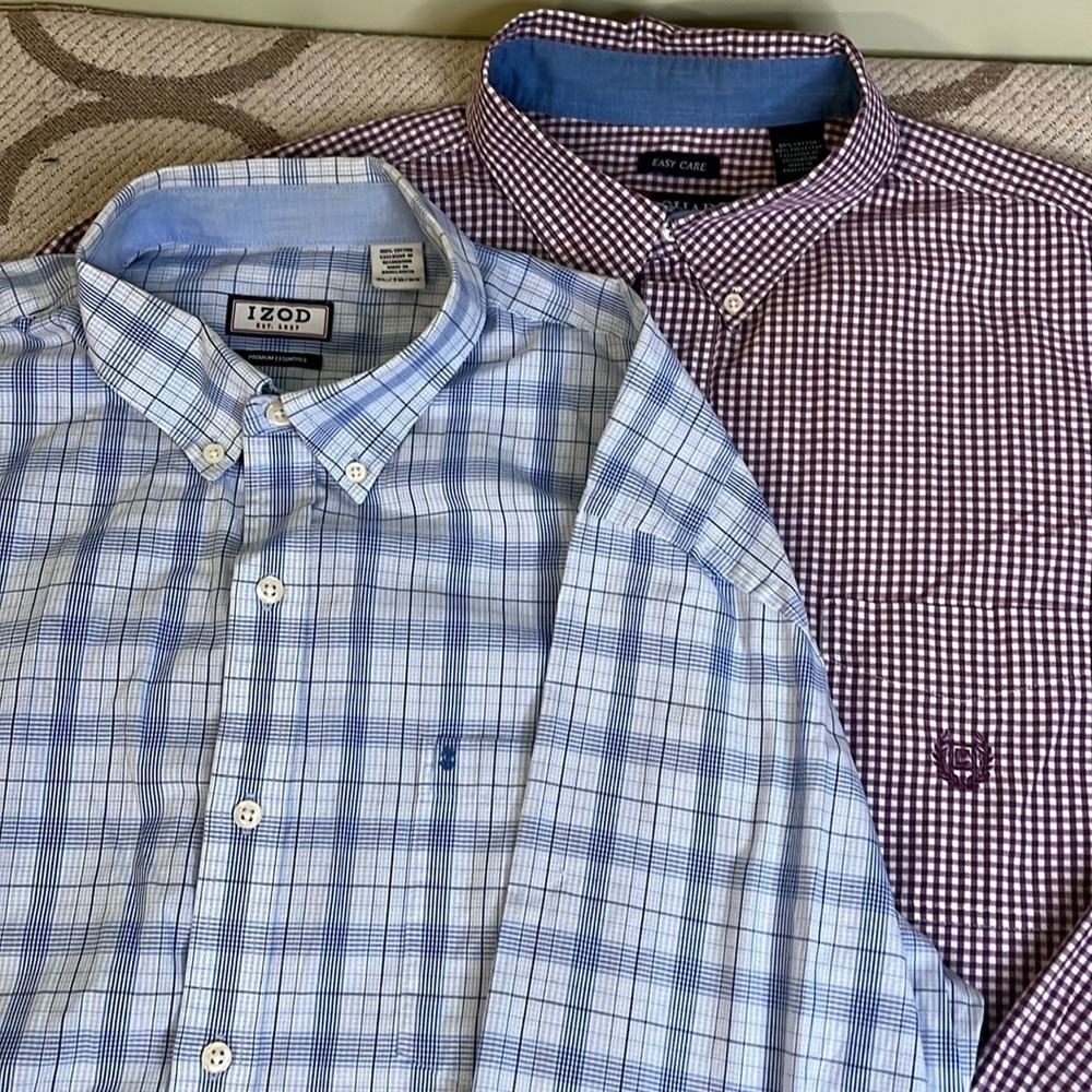 (Bundle) 2 long sleeve button down collar shirts, chaps/ Izod